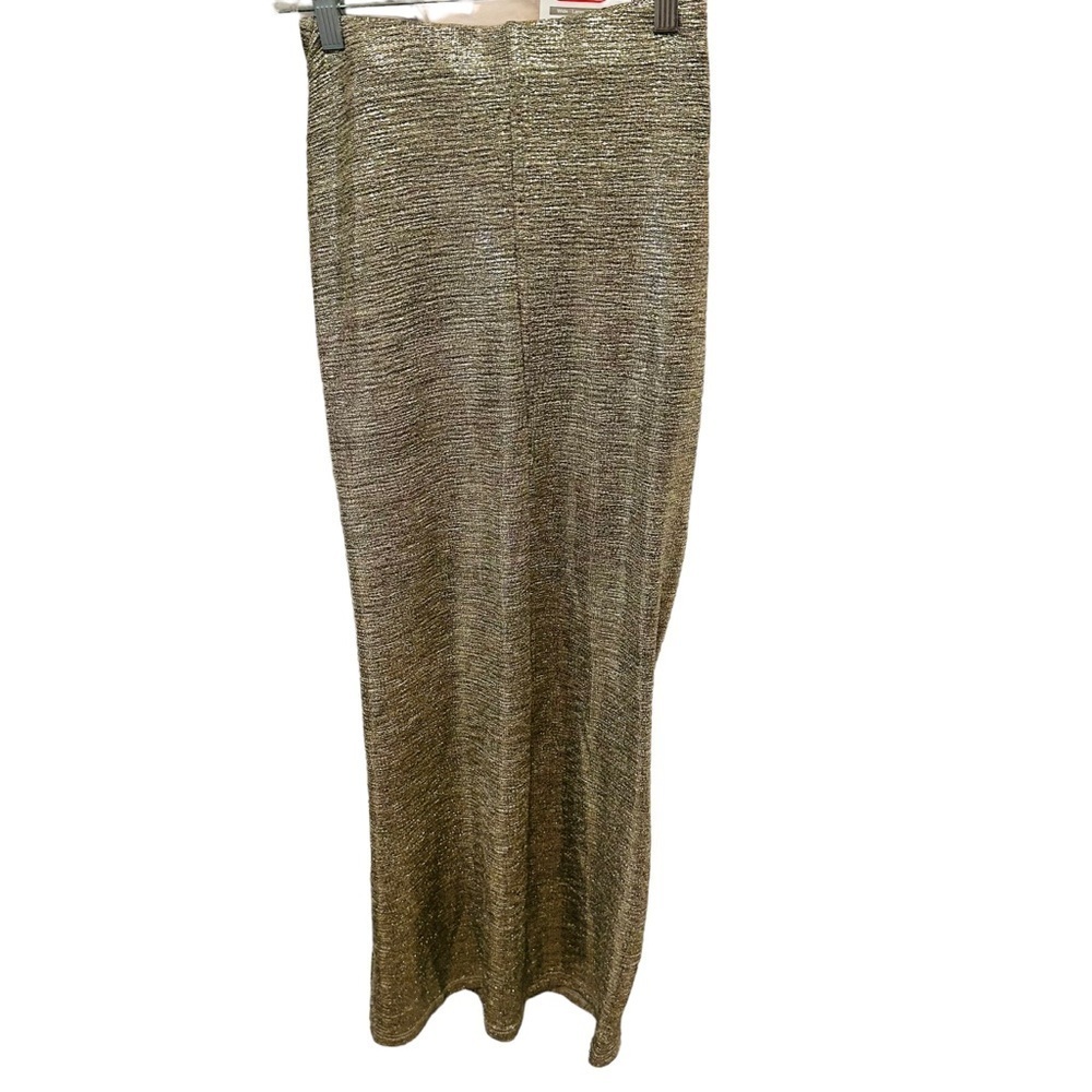 SIGNIFICANT OTHER Metallic Gold Twist Front Midi Skirt | Y2K 90s Party Glam - Picture 3 of 9